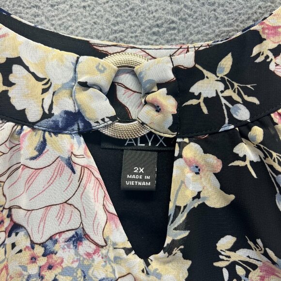 Alyx Women‎ Plus Size 2X Sleeveless Tunic Top Floral Pleated Lined Relaxed - Picture 11 of 11